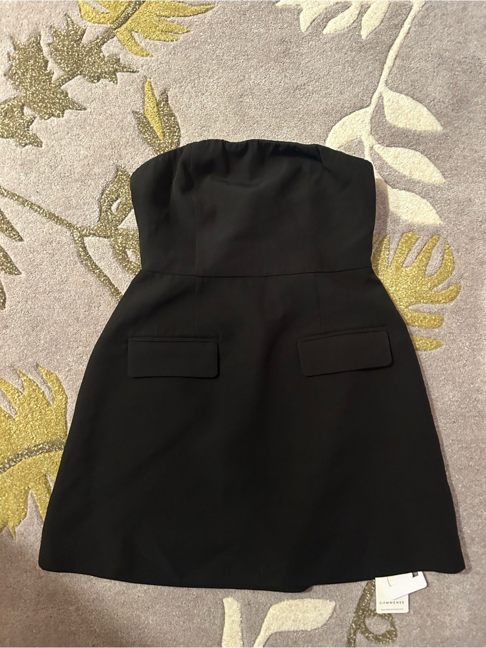 Commense Black Strapless A-Line Mini Dress